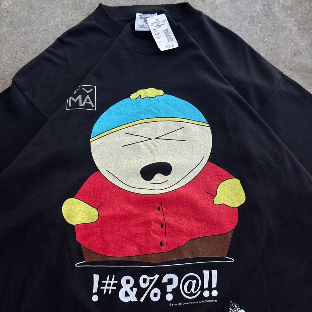 Vintage 90s South Park Cartman T-Shirt Deadstock NWT Black Comedy Central XL d9